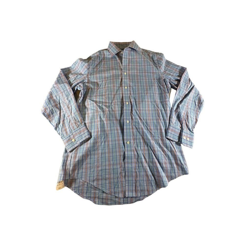 Lauren Ralph‎ Lauren Dress Shirt Adult Size 15.5 Medium Blue Tartan Plaid Mens